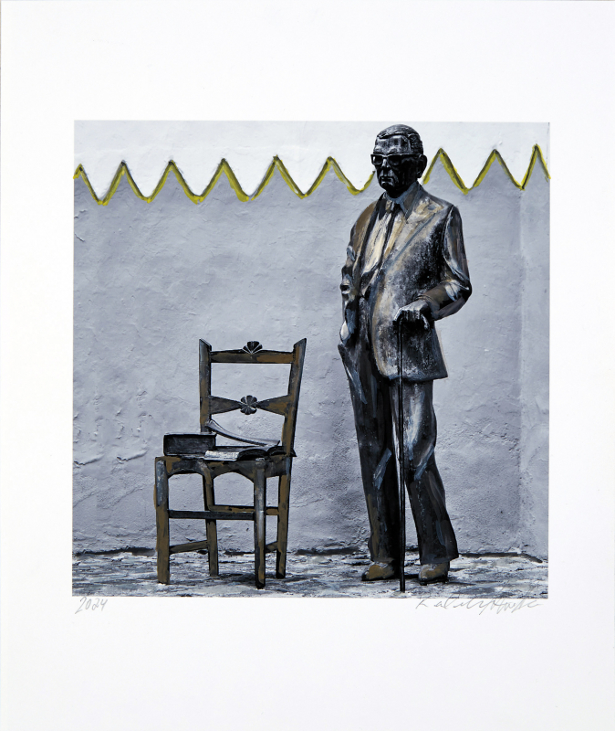 ONE DAY | LAS PALMAS No24 | Ralf Wehrle und Uwe Frank Mixed Media - Fine - Art - Print mit Kreide ca. 16,5x16,5 cm | gerahmt 30x30 cm mit Passepartout und schwarzem Holzrahmen  Original | Unikat | signiert